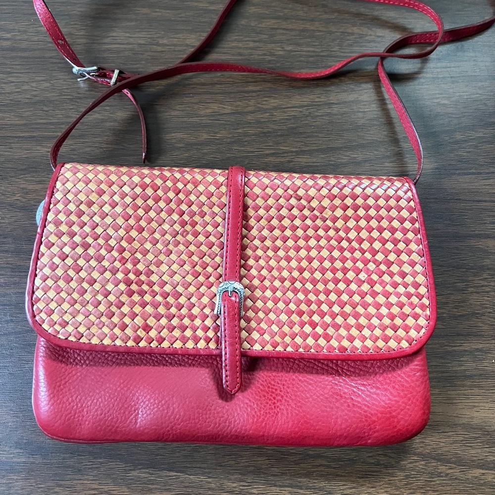 One World by Brighton Red Leather Crossbody Bag